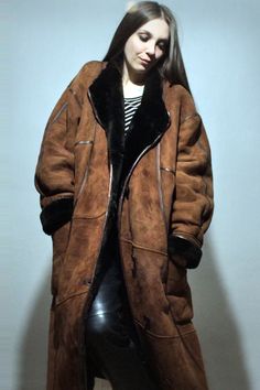 Mens Long Shearling Coat / Winter Sheepskin Coat / 70s Vintage Rust Brown Lambskin Coat - Etsy Long Shearling Coat, Square Toe Leather Boots, Lambskin Coat, Sheepskin Coat, Vintage Wardrobe, Coat Winter, Shearling Coat, 70s Vintage, Slovakia