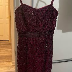 Long Beaded Sherri Hill Gown There Is Some Missing And Loose Beading Sherri Hill Gowns, Sherri Hill Dresses, Beaded Gown, Sherri Hill, Pretty Dresses, Color Purple, Beading, Prom Dresses, Size 4