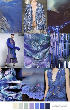 a collage of blue and purple images