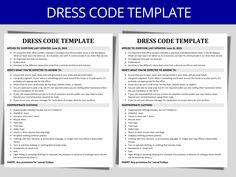 the dress code template is shown in this image