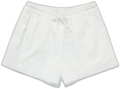 Solid Cotton Shorts With Drawstring, Solid Color Cotton Shorts For Day Out, Comfortable White Shorts For Day Out, Cotton Drawstring Shorts For Day Out, Eyelet Embroidery, Lightweight Shorts, Matching Top, Soft Hands, Logo Embroidery