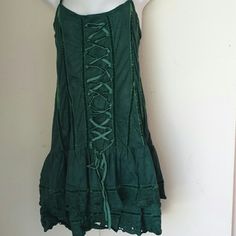 Beautiful Green Faux Suede Dress With 2 Rows Of Embroided Ruffles At The Bottom And Green Velvet Braid All Over 96% Polyester 4% Spandex. M Bust Is 32 Inches . Length From Shoulder To Hem Is 35 In . L Bust Is 40 Inches Juniors Dresses, Faux Suede Dress, Suede Dress, Suede Lace, Junior Dresses, Green Velvet, Well Dressed, Green Dress, Faux Suede