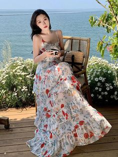 Tavimart Summer Backless Beach Ruffles Cake Long Dress Women Sleeveless Print Floral Retro Dress Korean Style Evening Party Slip Dresses Measurement In CM Size Chest Waist Length S 80 60 128 M 84 64 129 L 88 68 130 XL 92 72 131 Measurement In Inch Size Chest Waist Length S 31.5 23.6 50.4 M 33.1 25.2 50.8 L 34.6 26.8 51.2 XL 36.2 28.3 51.6 Sleeveless Ruffled Sundress For Beach Party, Sleeveless Ruffled Dress With Spaghetti Straps For Beach Season, Sleeveless Ruffled Dress For Beach Party, Summer Sleeveless Dress With Ruffled Straps For Beach, Tiered Sleeveless Sundress For The Beach, White Ruffled Dress For Beach Party, Beach Sleeveless Dress With Spaghetti Straps And Ruffles, Sleeveless Sundress Maxi For Holiday, Multicolor Sleeveless Maxi Dress For Holiday