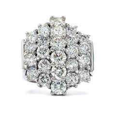 4.00 Ct. T.W. Lab-Grown Diamond Cluster Ring 14K White Gold Cleaning Diamond Rings, Diamond Facts, Types Of Diamonds, Diamond Cluster Ring, Personalized Rings, Color Ring, Diamond Crystal, Lab Created Diamonds, Diamond Cluster