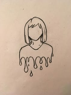 a drawing of a woman's face with dripping paint