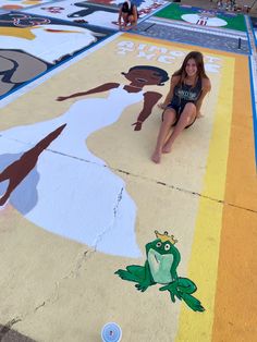 Yellow and orange background with tiana and frog prince Almost There Parking Spot, Tiana Senior Parking Spot, Princess Tiana Senior Parking Spot, Princess And The Frog Senior Parking Spot, Group Parking Spot Ideas, Tiana Parking Spot, Fun Parking Spot Ideas, Princess Tiana Parking Spot, Princess And The Frog Parking Spot