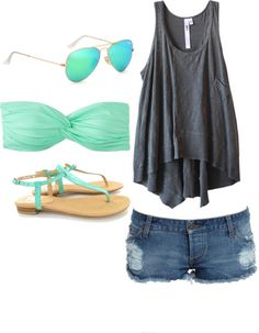 beach day. With sliiiightly longer shorts. Polyvore Clothes Outift for • teens • movies • girls • women •. summer • fall • spring • winter • outfit ideas • dates • parties Polyvore :) Catalina Christiano Ray Ban Wayfarer, Ray Ban Aviator, Cute Summer Outfits, Spring Summer Outfits, Sweater Weather, Cute Fashion, Clothing And Accessories, Teen Fashion, Look Fashion