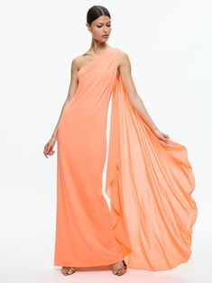 Anja One Shoulder Draped Maxi Dress In Coral Draped Saree, Coral Maxi Dresses, Drape Maxi Dress, Cutout Maxi Dress, Alice And Olivia, Stylish Work Outfits, Wedding Outfits, Wedding Guests, Belted Dress