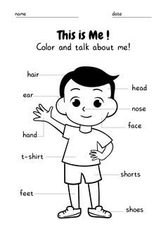 the parts of a boy worksheet for kids to learn and practice their language