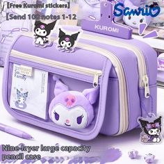 Sanrio Cute Kuromi Large Capacity Pencil Case For Girls Pretty Zipper Pen Pouch Children'S Complete Diy Stationery Organizer, Girl School Supplies, Pencil Cases For Girls, Canvas Pencil Case, Kawaii Bag, Cute Pencil Case, School Supplies Organization, Pencil Case Stationery, Kawaii Stuff