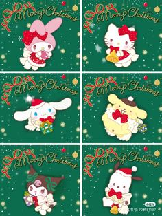 hello kitty christmas card with four different images