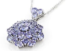 2.58ctw Oval And 0.97ctw Round Tanzanite With Rhodium Over Sterling Silver Pendant With 18"Singapore Chain. Measures Approximately 1.24"L x 0.83"W. 2mm bail. Lobster clasp with 2"extender. Finished Under Gallery. Gia Certified Oval Silver Necklace, Blue Tanzanite, Tanzanite Gemstone, Pendant With Chain, Blue Gemstones, Faceted Gemstones, Cultured Pearls, Sterling Silver Pendant, Gemstone Colors