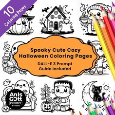 Kawaii Coloring Book, Coloring Pages Easy, Cozy Halloween, Style Kawaii, Spooky Cute, Printable Coloring Book, Halloween Coloring Pages, Kawaii Style