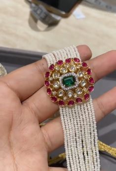 Side Locket Beads Jewellery, Pearl Vaddanam, Beads Haram, Beautiful Diamond Earrings, Rajputi Jewellery, Diamond Pendant Jewelry, Choker Necklace Designs, Ruby Earrings Studs, New Gold Jewellery Designs