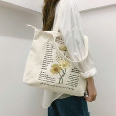 Cute Canvas Flowers Tote Bag – Creatfunny Zipper Flowers, Shoulder Purses, Flowers Tote Bag, Canvas Flowers, Different Types Of Flowers, Flowers Tote, Cute Canvas, Cute Tote Bags, Types Of Flowers