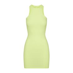 SOFT LOUNGE TANK MINI DRESS | LEMONADE Sporty Sleeveless Mini Dress For Spring, Stretch Ribbed Mini Length Tank Top, Ribbed Stretch Mini Length Tank Top, Ribbed Stretch Mini Tank Top, Stretch Ribbed Cropped Tank Top, Casual Solid Mini Dress With Seamless Detail, Casual Solid Seamless Mini Dress, Casual Spring Elastane Bodycon Dress, Summer Athleisure Sleeveless Mini Dress