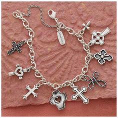 Medium Twist Charm Bracelet - James Avery Everyday Sterling Silver Chain Bracelet With Charms, Nickel Free Sterling Silver Cross Bracelets, Spiritual Silver Cross Charm Bracelet, Spiritual Silver Charm Bracelet With Cross, Adjustable Sterling Silver Bracelets With Extender, Nickel-free Sterling Silver Rosary Bracelet, Sterling Silver Charms Bracelet For Everyday, Metal Cross Bracelets, Adjustable Sterling Silver Charms Jewelry