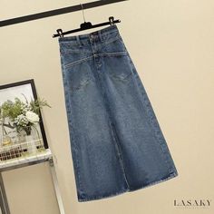 Lasaky - Sophisticated High-Waisted Long Skirted Bottoms Chic High Waist Baggy Skirt, High Rise Bottoms With Belt For Spring, Streetwear Skirt, A Line Denim Skirt, High Waist Long Skirt, Body Skirt, High Waisted Denim Skirt, High Waisted Maxi Skirt, Skirt Y2k