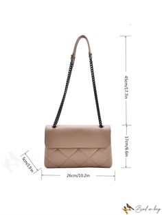 BirdinBag - Minimalist Quilted Flap Shoulder Bag with Chain - Elegant Womens Crossbody Office Flap Shoulder Bag With Chain Strap, Office Flap Bag With Chain Strap, Office Shoulder Flap Bag With Chain Strap, Office Shoulder Bag With Chain Detail, Everyday Square Shoulder Bag With Chain Strap, Versatile Office Shoulder Bag With Chain Strap, Beige Chain Shoulder Bag For Formal Occasions, Formal Beige Shoulder Bag With Chain Detail, Formal Beige Shoulder Bag With Chain