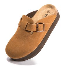 PRICES MAY VARY. 【Matching】:Platform Suede Clogs has always been a fashion favorite. Whether worn with pants or skirts, having a different style and aesthetic. 【Slip-On】:Cork footbed clogs are ergonomically designed, using adjustable metal buckle that allows you to adapt to the width of your foot, easy to slip on and take off, saving time for your travel. 【Material】:Women’s Platform Suede clogs are made of suede leather fabric, and the sole is EVA material, which is soft and non-slip,Easy to cop Wide Leg Pants With Clogs, Cork Footbed Sandals, Clogs For Women, Slip On Slippers, Correct Posture, Brown Clogs, Suede Clogs, Platform Mules, Platform Clogs