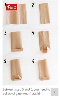 step by step instructions on how to make a paper bag from brown paper and glue