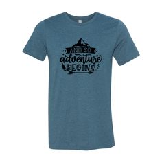 Planning a great travel adventure or embarking on a new season in life? Then this adorable graphic tee is for you! Emblazoned with the phrase, "And so adventure begins," this t-shirt is an excellent reminder to embrace the unknown and go after your dreams! Available in XS - 3X in a variety of colors. Ships worldwide FREE SHIPPING TO US CUSTOMERS Note: This product is an Embark Select item. Embark gift cards and promotions apply! Artisan's Description: This Unisex T-shirt is crafted from ring spu Crew Neck T-shirt With Letter Print For Hiking, Blue T-shirt With Letter Print For Outdoor, Graphic Tee For Adventure, Pre-shrunk Tri-blend T-shirt For Outdoor Activities, Adventure Graphic Tee With Crew Neck, Graphic Tee With Text Print For Adventure, Graphic Tee T-shirt With Crew Neck For Adventure, Graphic Tee Crew Neck T-shirt For Adventure, Graphic Tee Crew Neck For Adventure