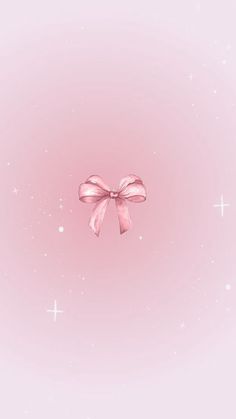 a pink wallpaper with a bow on the top and stars in the bottom corner