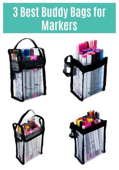 the three best buddy bags for markers are shown in four different colors and sizes, including black