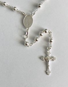 "Miraculous virgen 925 sterling silver italian rosary 30\" long . for protection and good luck , wedding, communion. made in italy 5 mm beads gr: 26 rosario de plata esterlina de la virgen de la milagrosa 925 silver, 30\" largo . para proteccion y buena suerte . hecho en italia 5 mm beads gr: 26" Silver Necklace With Miraculous Medal For Jewelry Making, Silver Rosary Bracelet For Jewelry Making, Sterling Silver Cross Rosary In Silver, Sterling Silver Spiritual Rosary Bracelet With Cross, Sterling Silver Cross Rosary Bracelet, Silver Sterling Silver Cross Rosary, Spiritual Sterling Silver Cross Rosary Bracelet, Sterling Silver White Gold Rosary As Gift, White Gold Sterling Silver Rosary As Gift