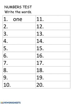 the numbers test worksheet for kids to learn how to write and sub it