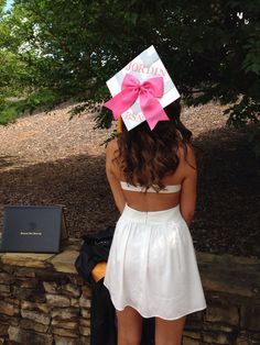 My nursing school graduation cap Graduation Cap Ideas Simple, Simple Cap Designs, Bow On Graduation Cap, Grad Cap Bow, Cheer Graduation Cap, Graduation Cap With Bow, Grad Cap With Bow, Simple Grad Cap, Simple Graduation Cap Ideas