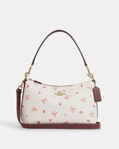 COACH® | Clara Shoulder Bag With Bow Print Shoulder Coach Bag, Coach Coquette Bag, Coach Ribbon Bag, Coach Bow Print Bag, Coach Bow Purse, Shoulder Purse Bag, Aesthetic Coach Bag, Coach Bow Bag, Cute Coach Bags