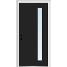 MMI Door 30 in. x 80 in. Viola Right-Hand Inswing 1-Lite Clear Low-E Painted Fiberglass Prehung Front Door on 4-9/16 in. Frame, Black Black Metal Front Door, Door Front View, Exterior Door Ideas, Shed Conversion Ideas, Mobile Home Doors, Prehung Door, Single Front Door, Door Lock System, Front Entry Door