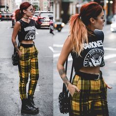 Yellow Plaid Pants, Luanna Perez, Look Grunge, Look Retro, Style Goals, Yellow Plaid, Love Is