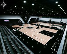 an indoor basketball court is shown in this image