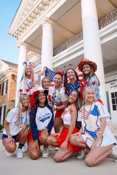 America Spirit Day, Olympic Theme Outfit, Usa Theme Sorority, Usa Pep Rally Outfits, Spirt Week Usa Day, America Spirit Day Outfits, Rush Week Outfits Sisterhood, Red White And Blue Spirit Day, Usa Spirit Week Outfit