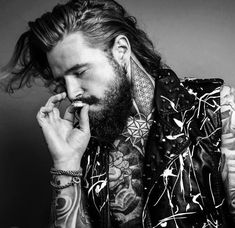 Katherine Winnick, Tattooed Men, Guys Tattoos, Romance Aesthetic, Mens Hair, Open Minded, Long Hair Styles Men, Good Looking Men