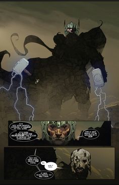 a comic page with an image of a giant monster