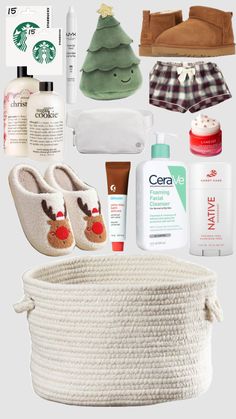 the contents of a baby's christmas gift set