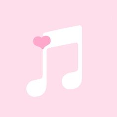 a musical note with a pink heart on it's end and a white treble