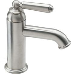 a stainless steel faucet on a white background