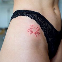 Crab Tattoo Minimalist, Red Tattoo Women, Small Crab Tattoo, Crab Tattoo For Women