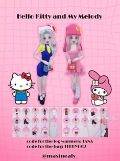 the hello kitty and my melody doll are shown in this advert for an online store