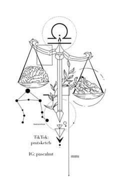 an image of the balance scale with food on it and other symbols in black and white