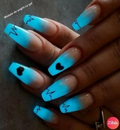 Blue Ombre Nails, Ombre Nail Art Designs, Blue Acrylic Nails, Nail Art Ombre, Glow Nails, Cute Acrylic Nail Designs, Punk Hair, Summer Acrylic Nails, Cool Nails