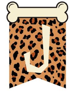 an animal print banner with the letter u on it's front and bottom corner