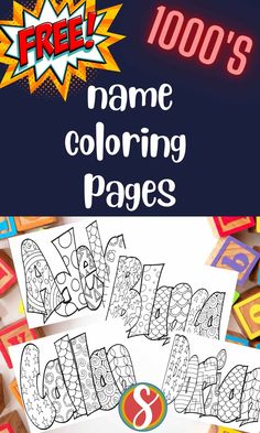 an adult coloring book with the title free name coloring pages