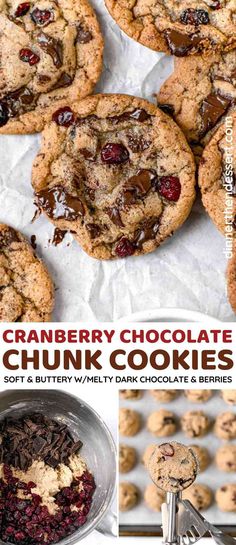 the cranberry chocolate chunk cookies are ready to be eaten