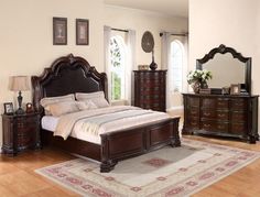 sheffield bedroom set grey Cherry Bedroom, Upholstered Bedroom Set, King Size Bedroom Sets, King Sized Bedroom, Art Deco Decor, Queen Panel Beds, Furniture Packages, Brown Bedroom, King Bedroom Sets