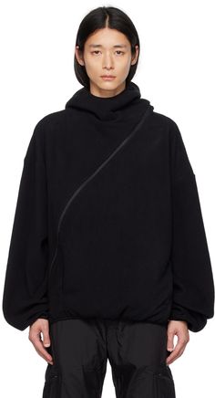 Polyester fleece hoodie. · Elasticized trim at hood, hem, and cuffs · Stand collar · Offset two-way zip closure extends to hood · Welt pockets Part of the 4.0+ collection. Available exclusively at SSENSE. Supplier color: Black Post Archive Faction, Mens Activewear, Lifestyle Shop, Aesthetic Fashion, Welt Pockets, Fleece Hoodie, Welt Pocket, Stand Collar, Black Hoodie